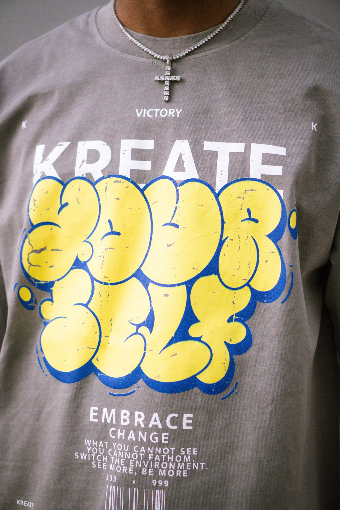 Kreate Yourself T-Shirt- (Light Grey/Yellow)
