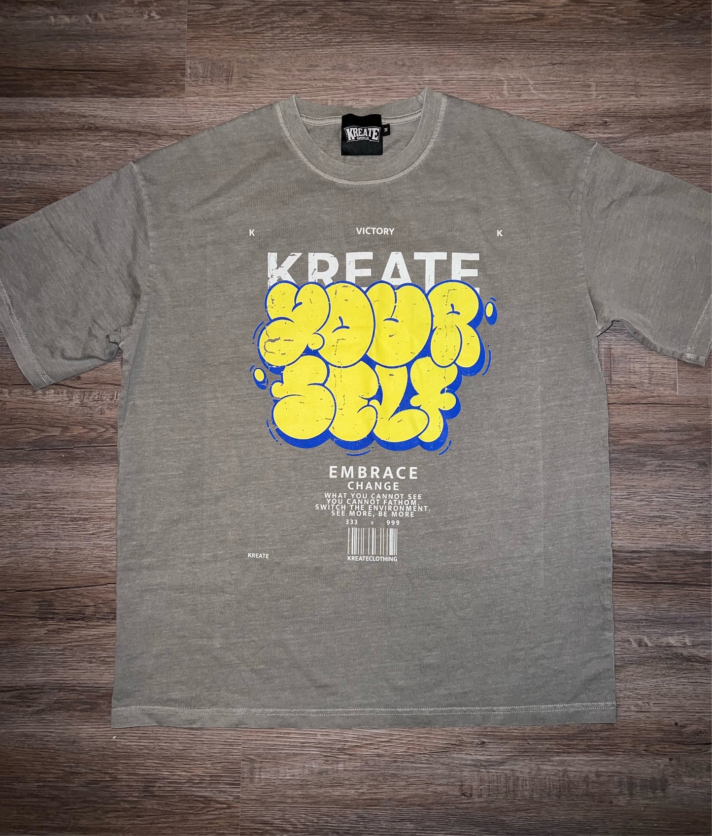 Kreate Yourself T-Shirt- (Light Grey/Yellow)